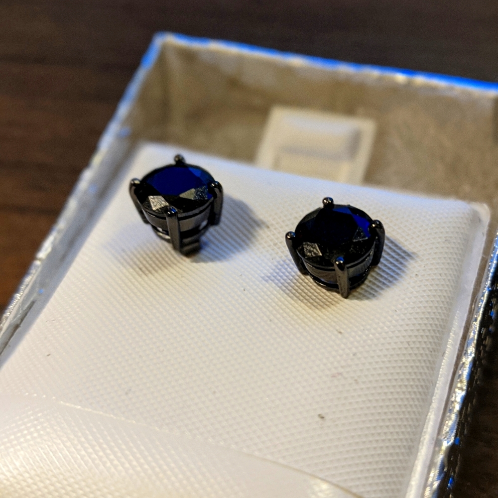 Black gem sterling silver earrings